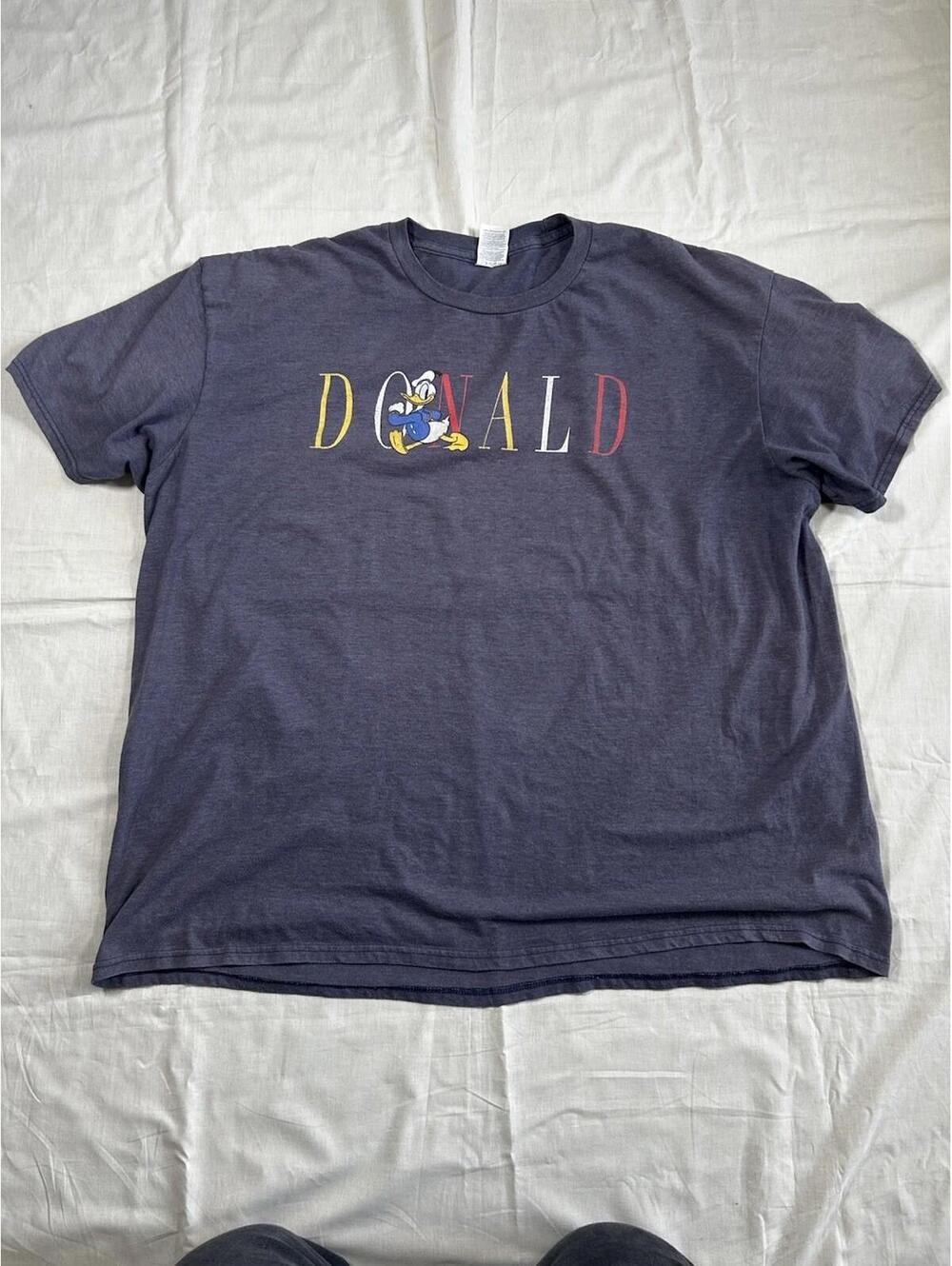 Disney Donald Duck Spell Out Adult Size 3XL T shirt Heathered Blue Cotton